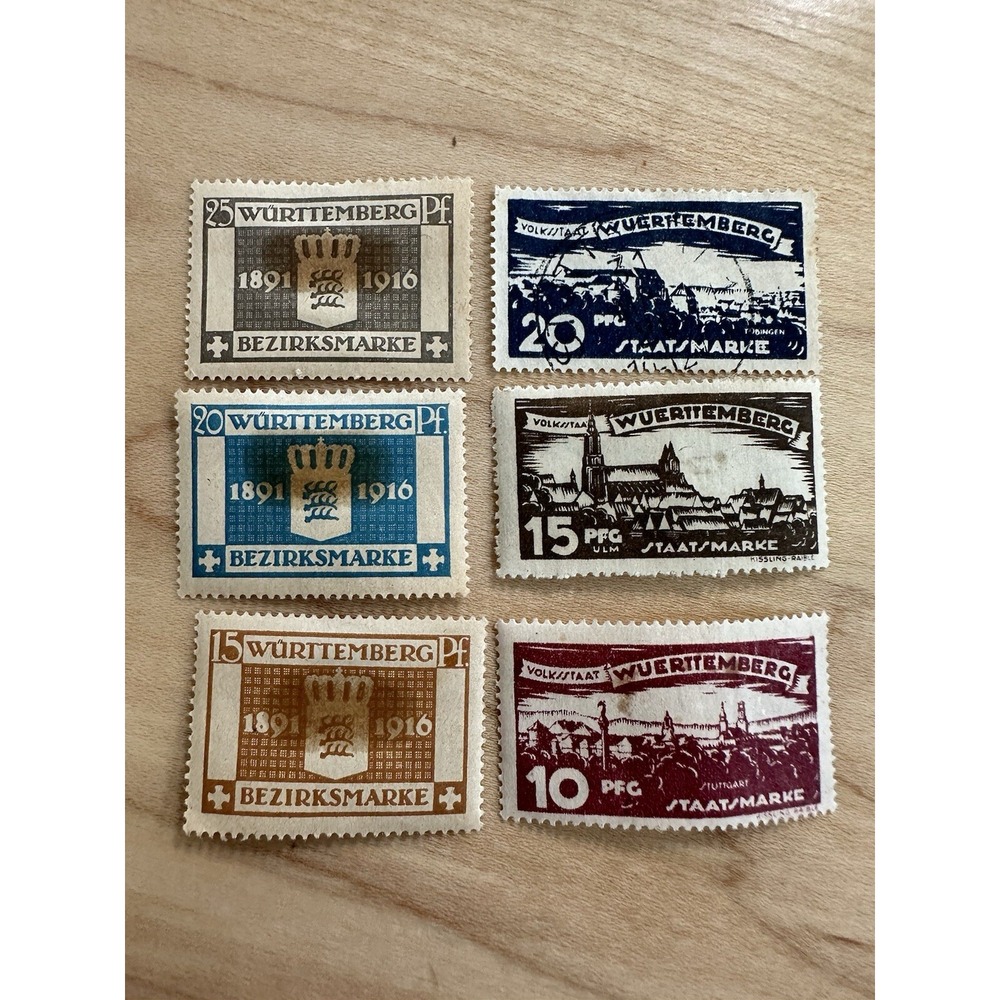 Wurttemberg Silver Jubilee Stamps and Stuttgart Views Germany Postage Set